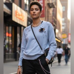 Sincerely Jules Distressed Ripped Sweatshirt